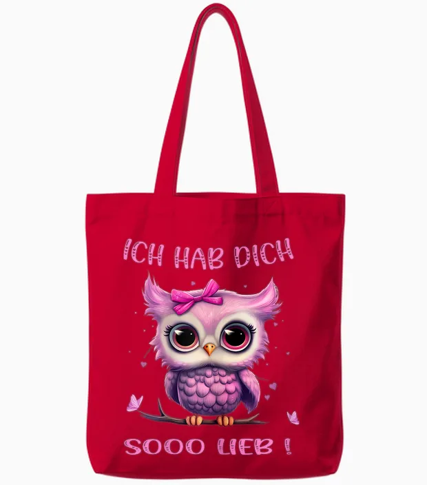 Eule - Ich Hab Dich So Lieb - Mädchen Tote Bags in Red