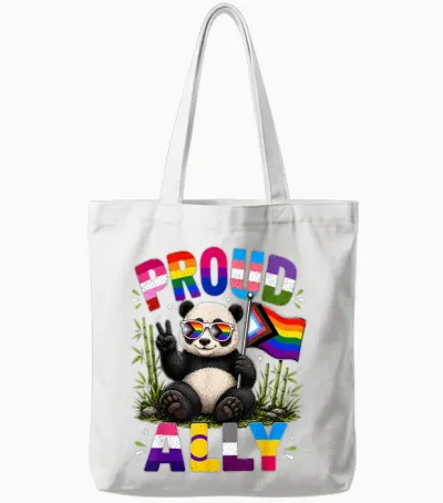 Stolzer Ally Panda Lgbtq-Preismonat Tote Bags - White