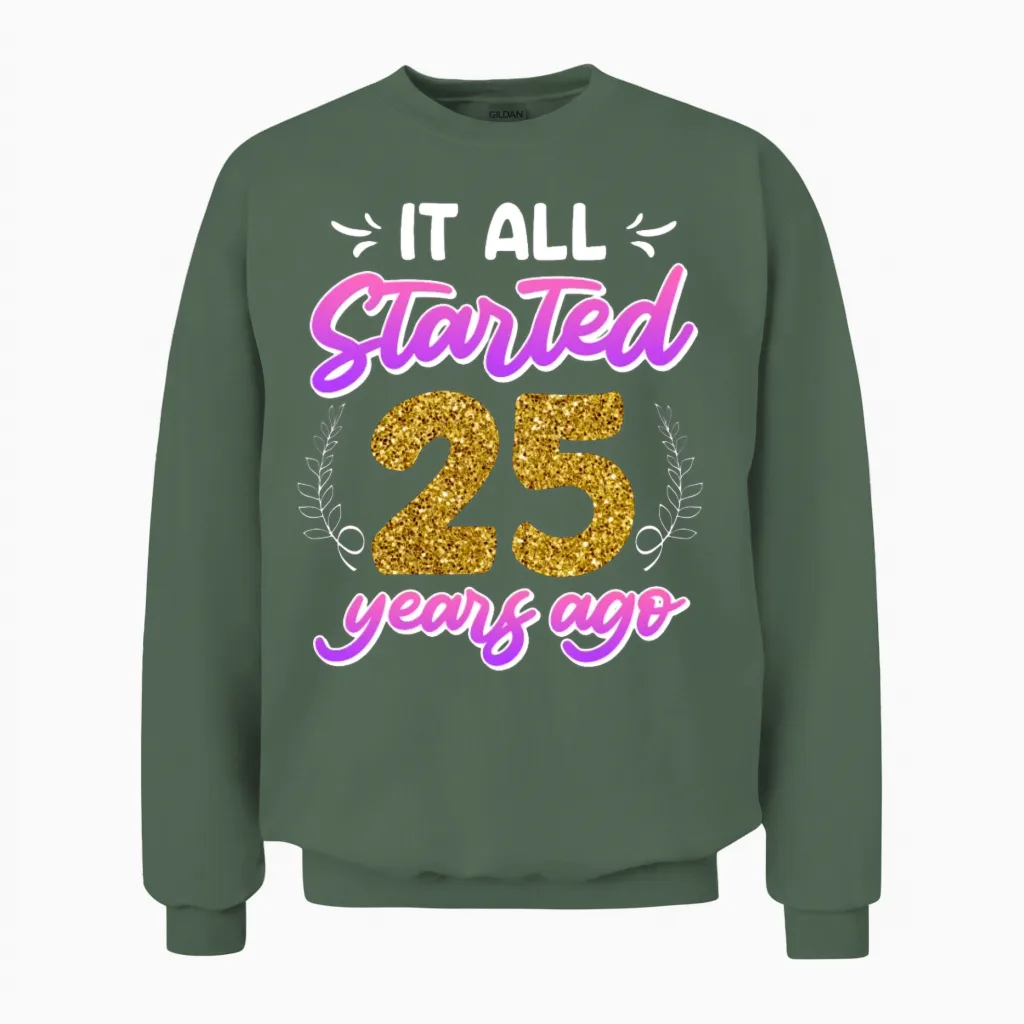 Married 25 Years 25th Wedding Anniversary Unisex Sweatshirt in Military Green
