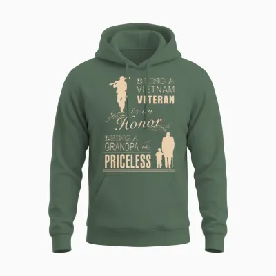 Vietnam War - Being a Grandpa Viet Nam Veteran S Unisex Hoodie - Military Green