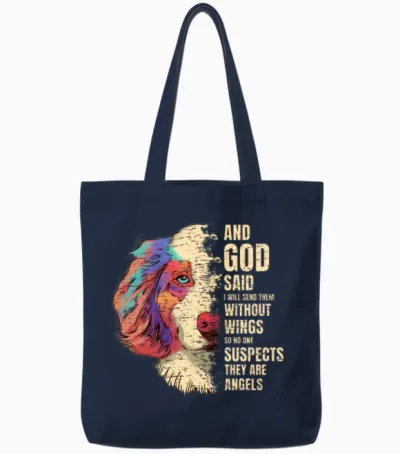 Dog Angel Tote Bags - Navy