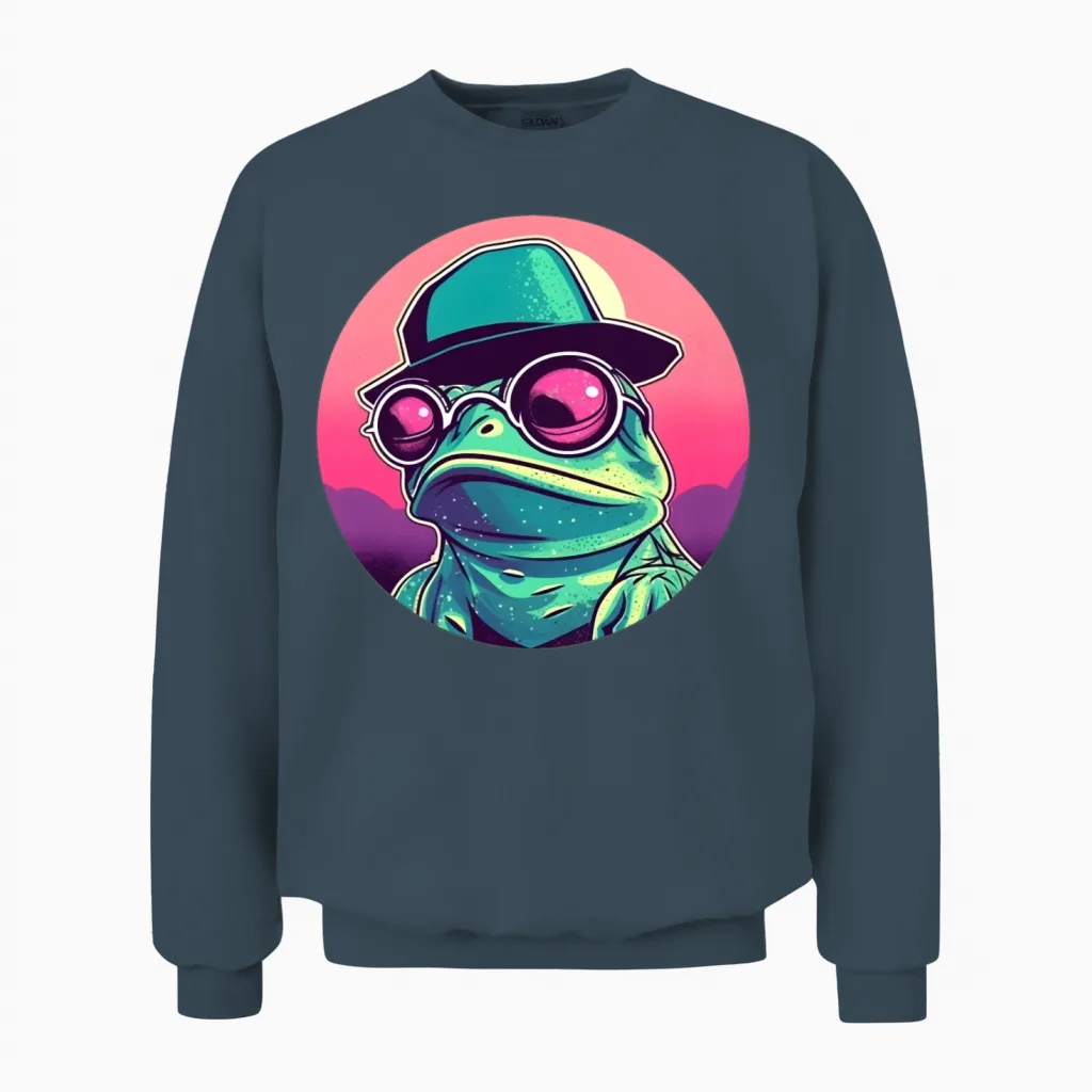 Style Frog Lovers Retro Reptiles & Exotics Unisex Sweatshirt in Dark Heather