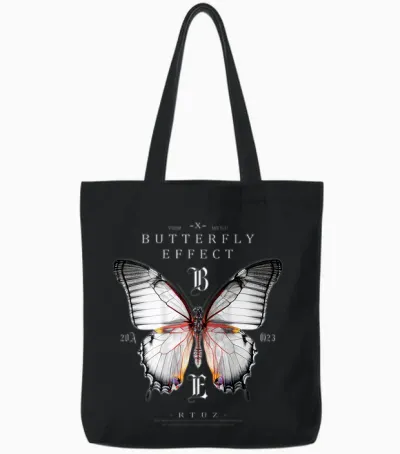 Effect Butterfly Insect Moth Butterfly Chaos Butterfly T-Shirt, Black Tote Bags - Black