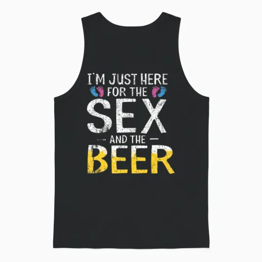 I M Here Just for the Beer Funny Gender Reveal Unisex Tank Top in Black