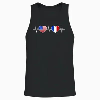 France états-Unis Battements De Cœur Francais Amérique Unisex Tank Top - Black