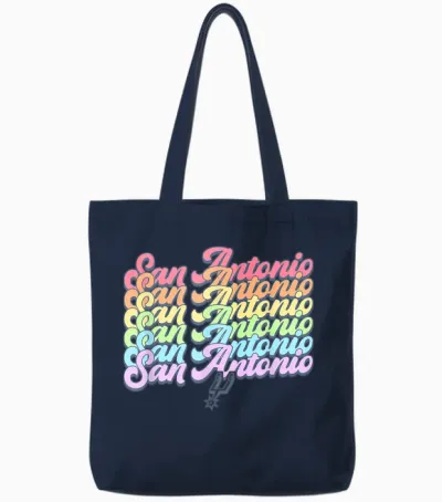 Nba San Antonio Spurs Rainbow Pride Stack Pastel Tote Bags - Navy
