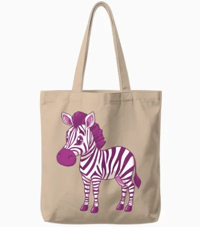 #snirt T-Shirt à Capuche Motif Zèbre Manche Longue Tote Bags - Natural