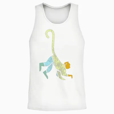 Monkey Retro Unisex Tank Top - White
