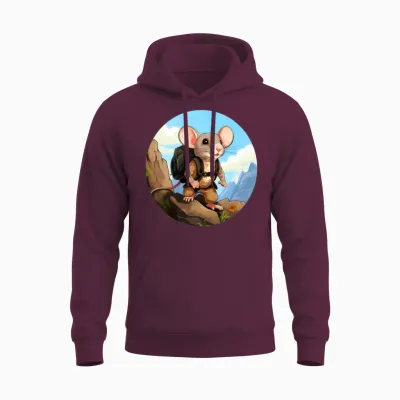 Mouse Hiking / Mountaineering Mice Unisex Hoodie - Maroon