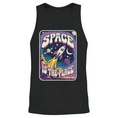 Rocket to Space | Retro Space Unisex Tank Top - Black