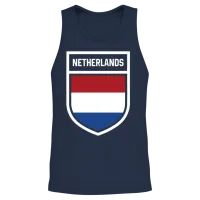 Netherlands - National Flag in the Coat of Arms Unisex Tank Top - Navy – 2