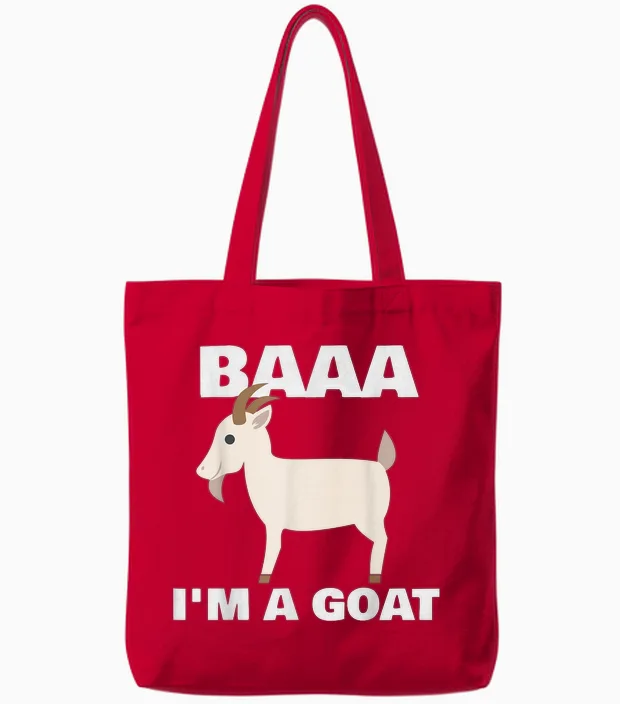 Baa I'm a Goat Costume Animal Funny Halloween Party Goat Tote Bags in Red