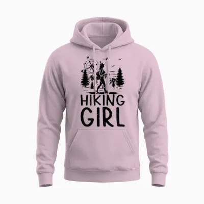 Hiking Girl Hiking Lover Mountain Hiking Unisex Hoodie - Light Pink