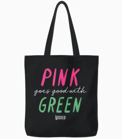 Wicked Pink Goes Good with Green Tote Bags - Black