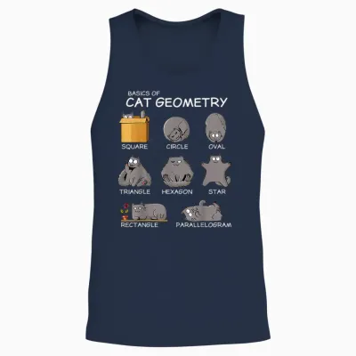 Cat Geometry Math Funny Cat Gifts for Cat Dad, Cat Mom, Kids T-Shirt, Small, Black Unisex Tank Top - Navy
