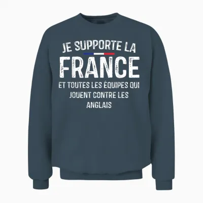 Je Supporte La France Et Toutes Les équipes Contre Anglais Unisex Sweatshirt - Dark Heather