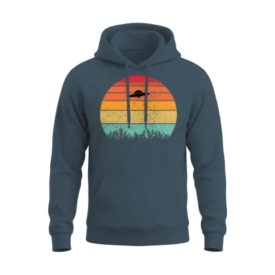 Ufo Retro Sunset Unisex Hoodie - Dark Heather