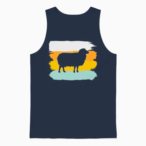 Sheep Retro Unisex Tank Top in Navy