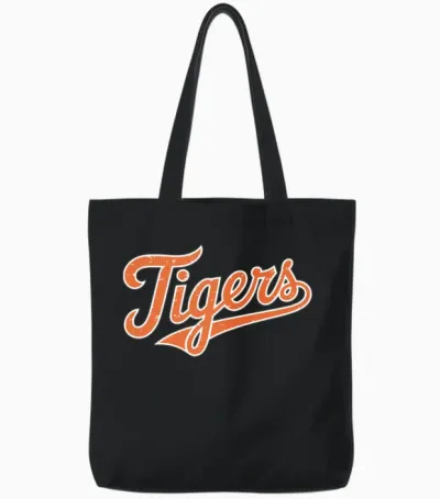 Retro Tigers Throwback Tote Bags - Black