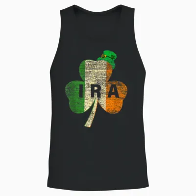 St. Patricks Day Ira Vintage Irland Flagge Irish Luck Shamrock Unisex Tank Top - Black