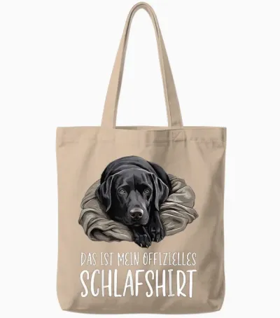 Cute Dog Official Sleep Shirt Labrador Retriever T-Shirt, Black Tote Bags - Natural