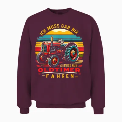 Artipalati Geschenke Oldtimer Traktor Landwirt Landwirtschaft Bauer Trecker T-Shirt Schwarz Klein Unisex Sweatshirt - Maroon