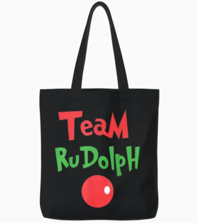 Team Rudolph - Rudolph the Red Nose Reindeer Tote Bags - Black