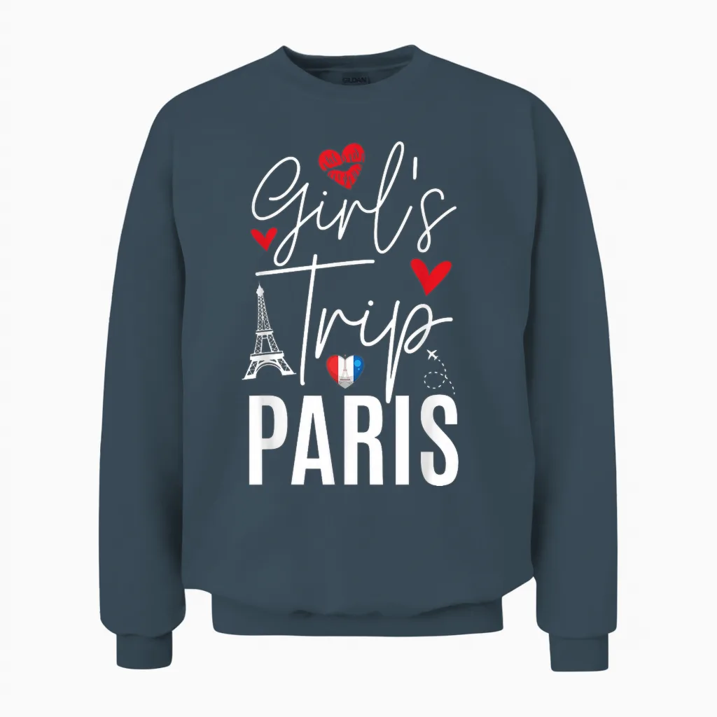 Paris Girls Trip 2026 France Summer Vacation Ladies Weekend Unisex Sweatshirt in Dark Heather