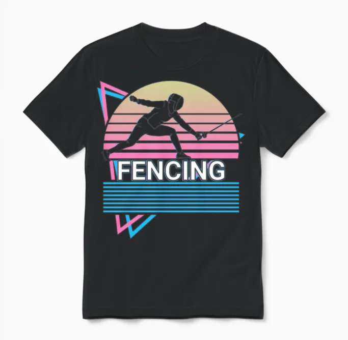 Fencing Fencer Retro Unisex T-Shirt in Black