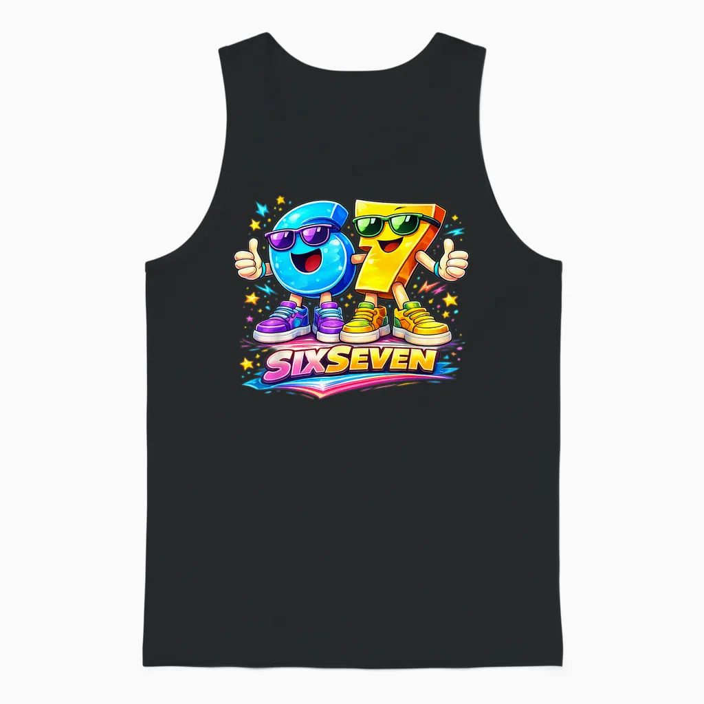 Six Seven 67 Meme Lustiges Zahlen Design Für Kinder Teenager Unisex Tank Top in Black