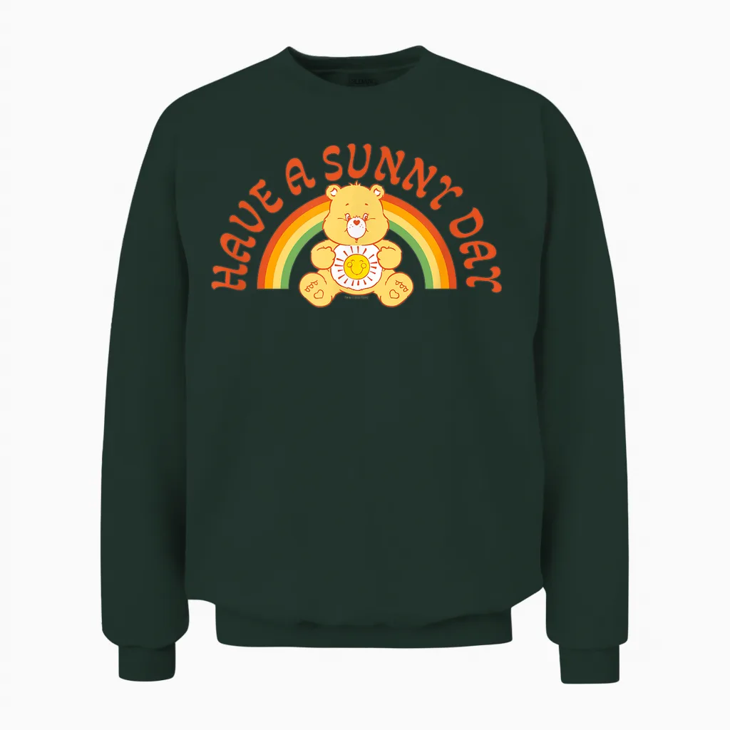 Care Bears Funshine Bear Have a Sunny Day Retro Rainbow T-Shirt, Black, S Unisex Sweatshirt in Forest
