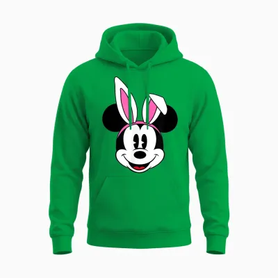Amazon Essentials Disney Mickey Mouse Spring Easter Bunny Ears Unisex Hoodie - Irish Green