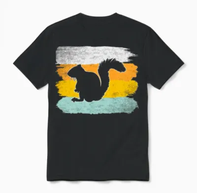 Squirrel Retro Unisex T-Shirt - Black
