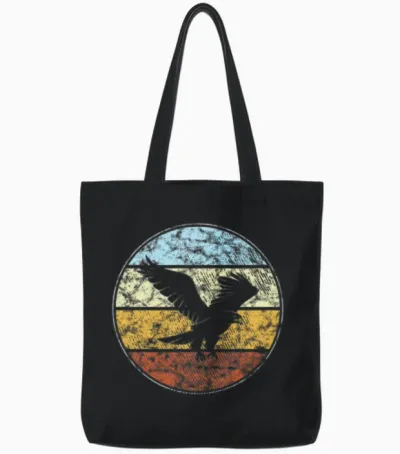 Eagle Retro Tote Bags - Black