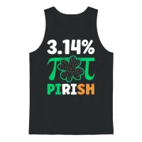 3.14% Pirish Funny St. Patricks Math Geek Pi Day Unisex Tank Top - Black – 1