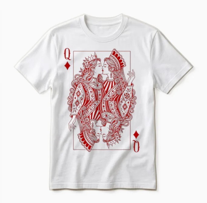 Lesbian Queens Kissing Card Game Lgbt Pride Two Brides Unisex T-Shirt in White