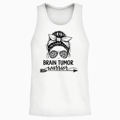 Chignon Désordonné Guerrier Tumeur Cérébrale Unisex Tank Top - White