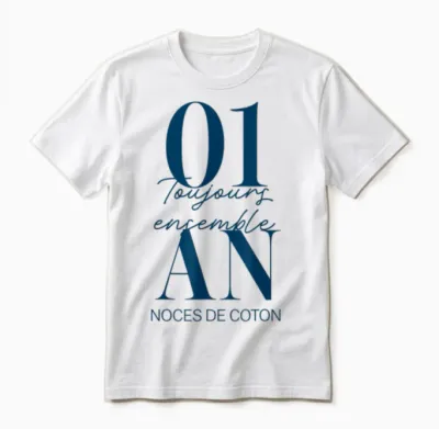 Idée Cadeau Couple 1 an De Mariage - Noces De Coton Unisex T-Shirt - White