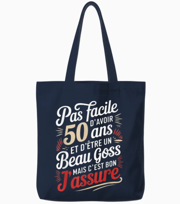 50th Birthday Man Funny Gift Idea Funny Tote Bags in Navy