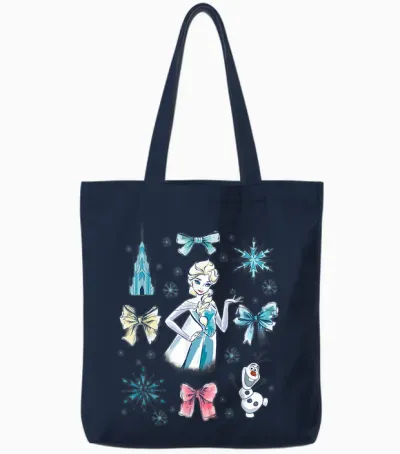 Disney Frozen Elsa Bow Watercolor Collage Tote Bags - Navy