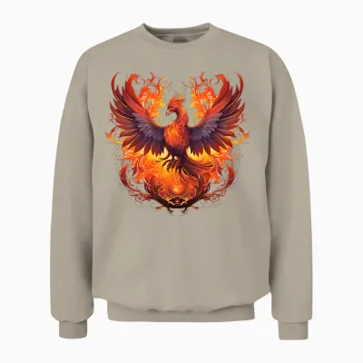 Phoenix Eagle: Wiedergeburt, Neuer Anfang, Symbolisch: Flammen Unter Der Sonne Langarmshirt Unisex Sweatshirt - Sand