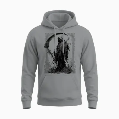 Grim Reaper Pastel Goth Occult Horror Gothic Aesthetic Unisex Hoodie - Sport Grey
