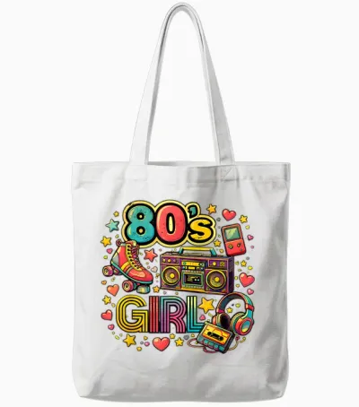 Fun Times Girl's 80s Retro Roller Skates Tote Bags - White