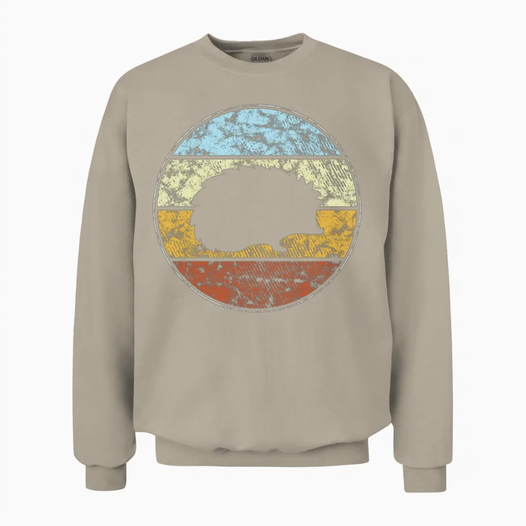 Hedgehog Retro Unisex Sweatshirt in Sand