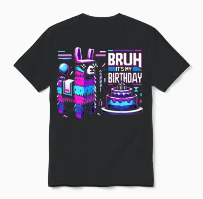Bruh Its My Birthday Llama Pinata Boy Girl Family Party Bday Unisex T-Shirt - Black