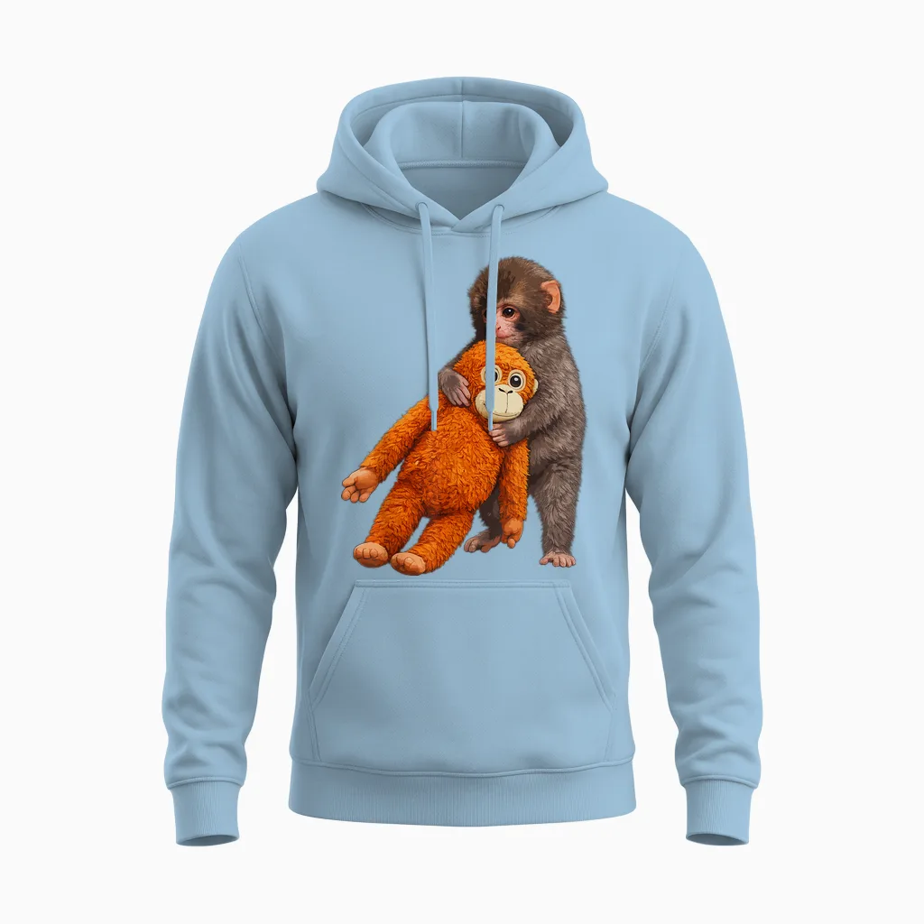 Baby Monkey Cute Punch 2026 Kids & Unisex Hoodie in Light Blue