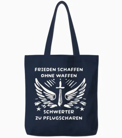 Frieden Schaffen Ohne Waffen Schwerter Zu Pflugscharen Tote Bags - Navy