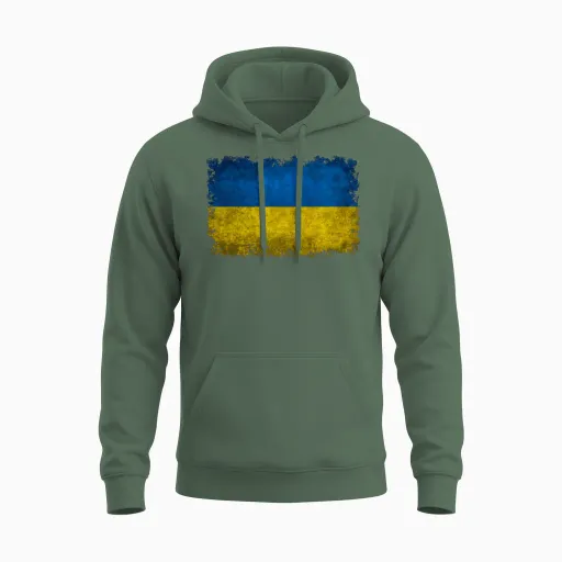Flag of Ukraine Unisex Hoodie in Military Green