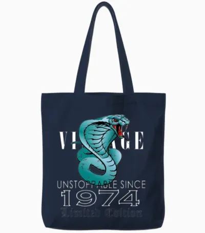 1974 Vintage Cobra 49 Years Limited Edition Tote Bags - Navy