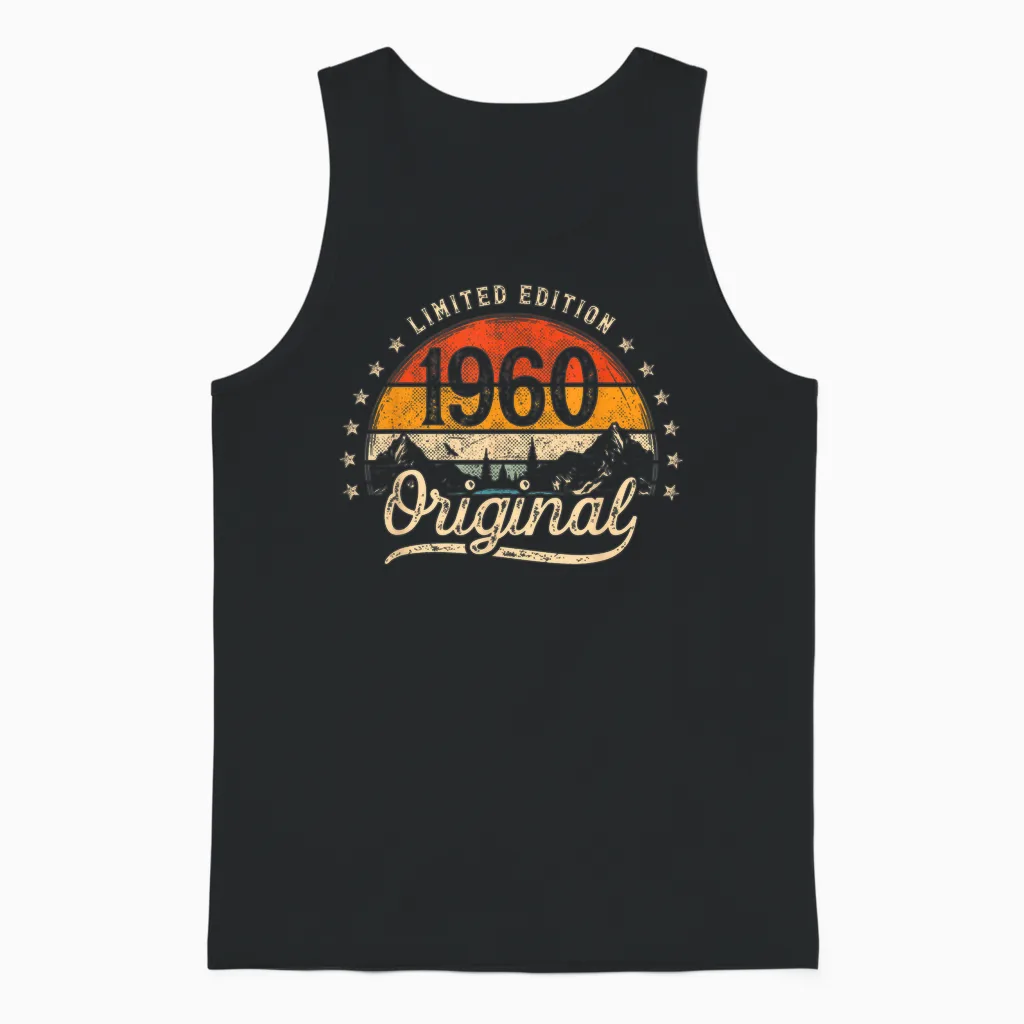 Limited Edition Jahrgang 1960 Vintage Mann 66. Geburtstag Unisex Tank Top in Black